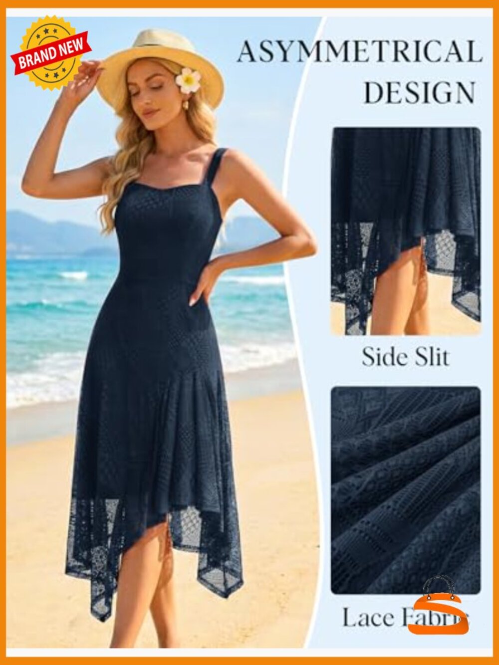 Sleeveless Lace Fit & Flare Midi Dress with Side Slit - Lightweight - Picture 6 of 7